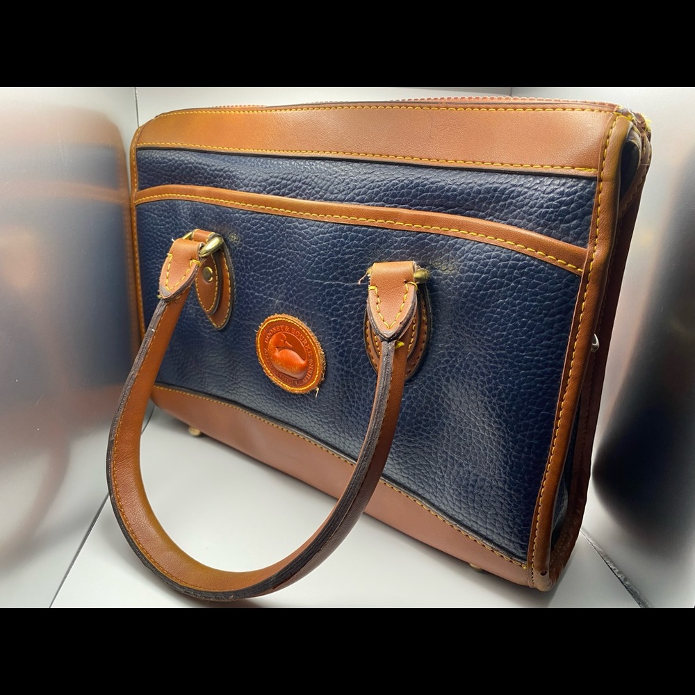 Vintage Booney & Bourke Leather Satchel Handbag Navy